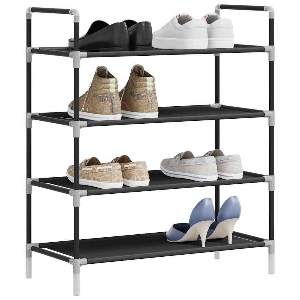 vidaXL Sapateira com 4 prateleiras metal e tecido não tecido preto